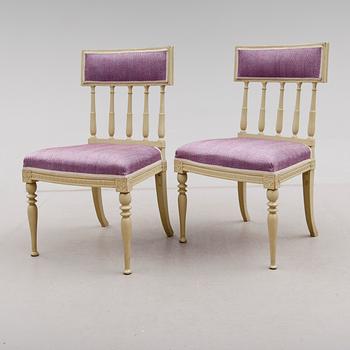 STOLAR, 1 par, sengustavianska, omkring år 1800, signerade ES, Ephraim Ståhl, (mästare i Stockholm 1794-1820).