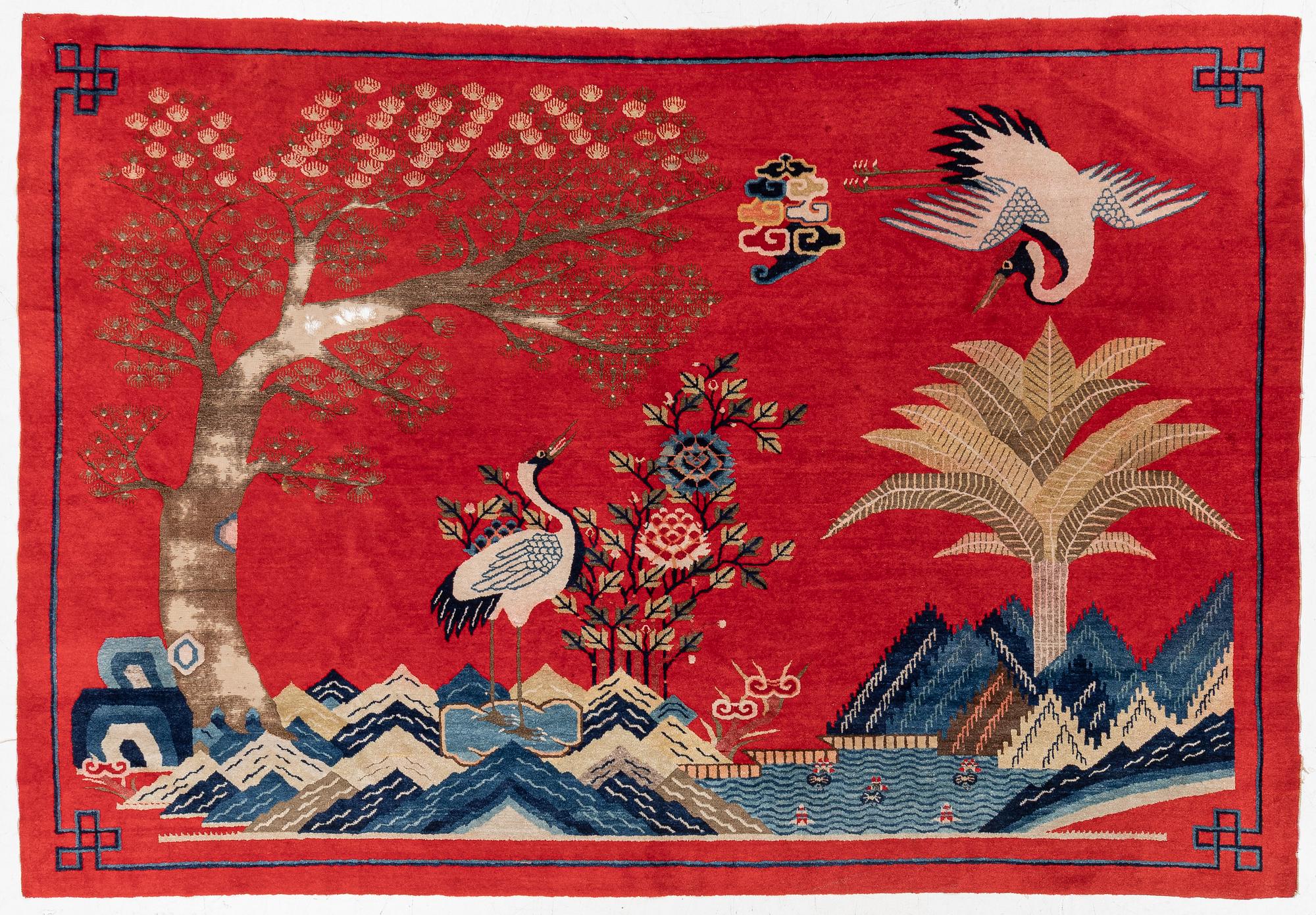 A Chinese Baoutou carpet, around 1900, c. 270 x 182 cm.