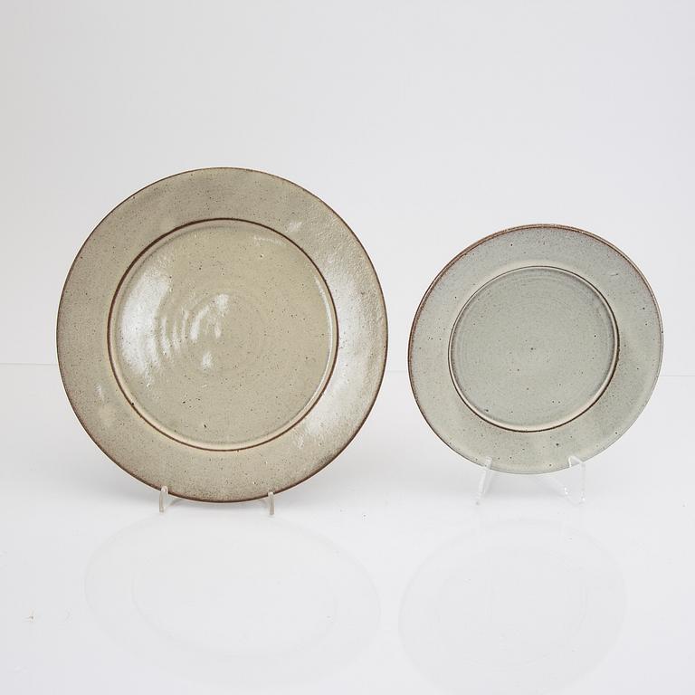 Signe Persson-Melin, a set of 10 pcs dinner service pewter galzed stoneware 1950s.