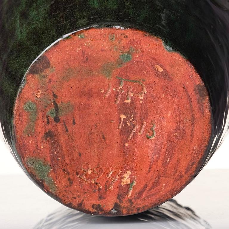 Hilma Persson-Hjelm, a glazed earthenware art nouveau vase, executed in her own studio, Arvika 1913. No 2241.