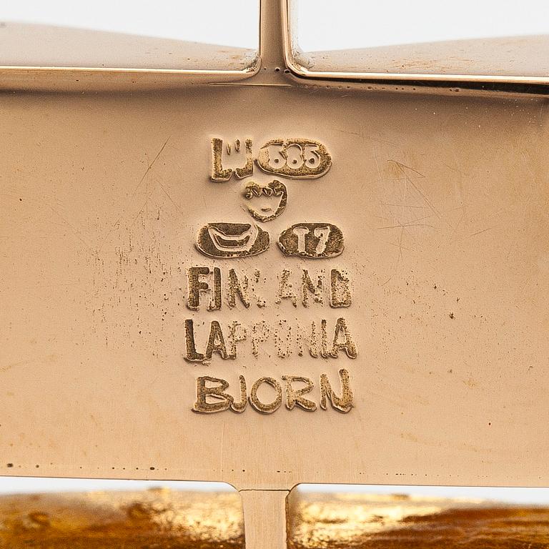 Björn Weckström, Kaulakoru "Narcissos", 14K kultaa, vuorikristalli ja savukvartsi. Lapponia 1972.
