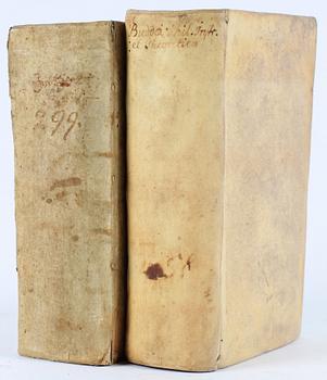 BÖCKER, 2 st, bla "Theses credendorum atqve agendorum fundamentales..." av Joach. Justo Breithaupt, Halle 1701.