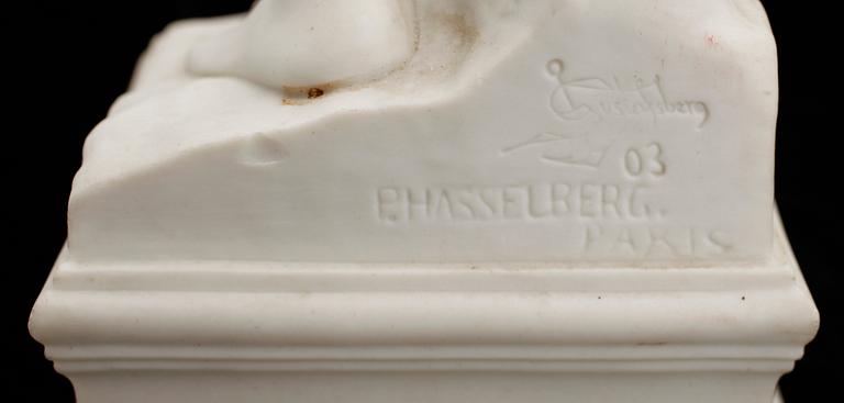 PER HASSELBERG, efter, figurin, parian, sign Gustafsberg 03 P Hasselberg Paris.