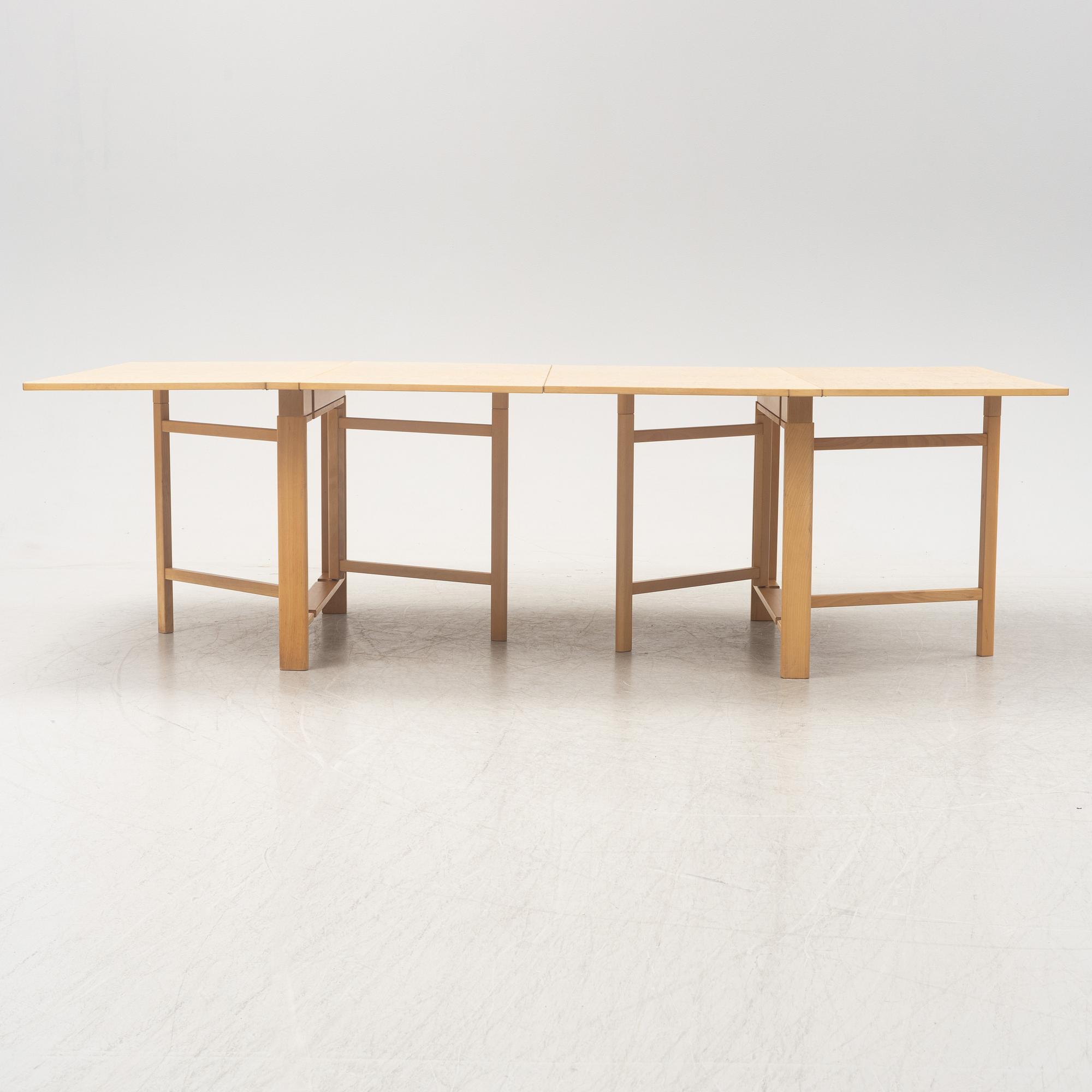 Bruno Mathsson, a 'Maria Flap' burr birch dining table, Dux.