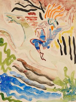 Isaac Grünewald, watercolor, signed.