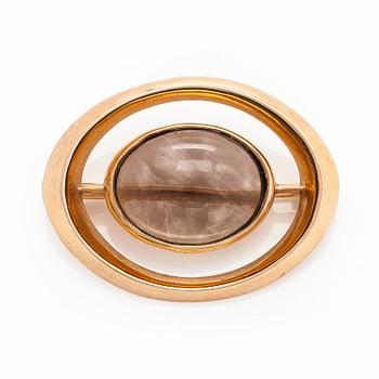 A 14K gold brooch with smoky quartz. Westerback Helsinki 1957.