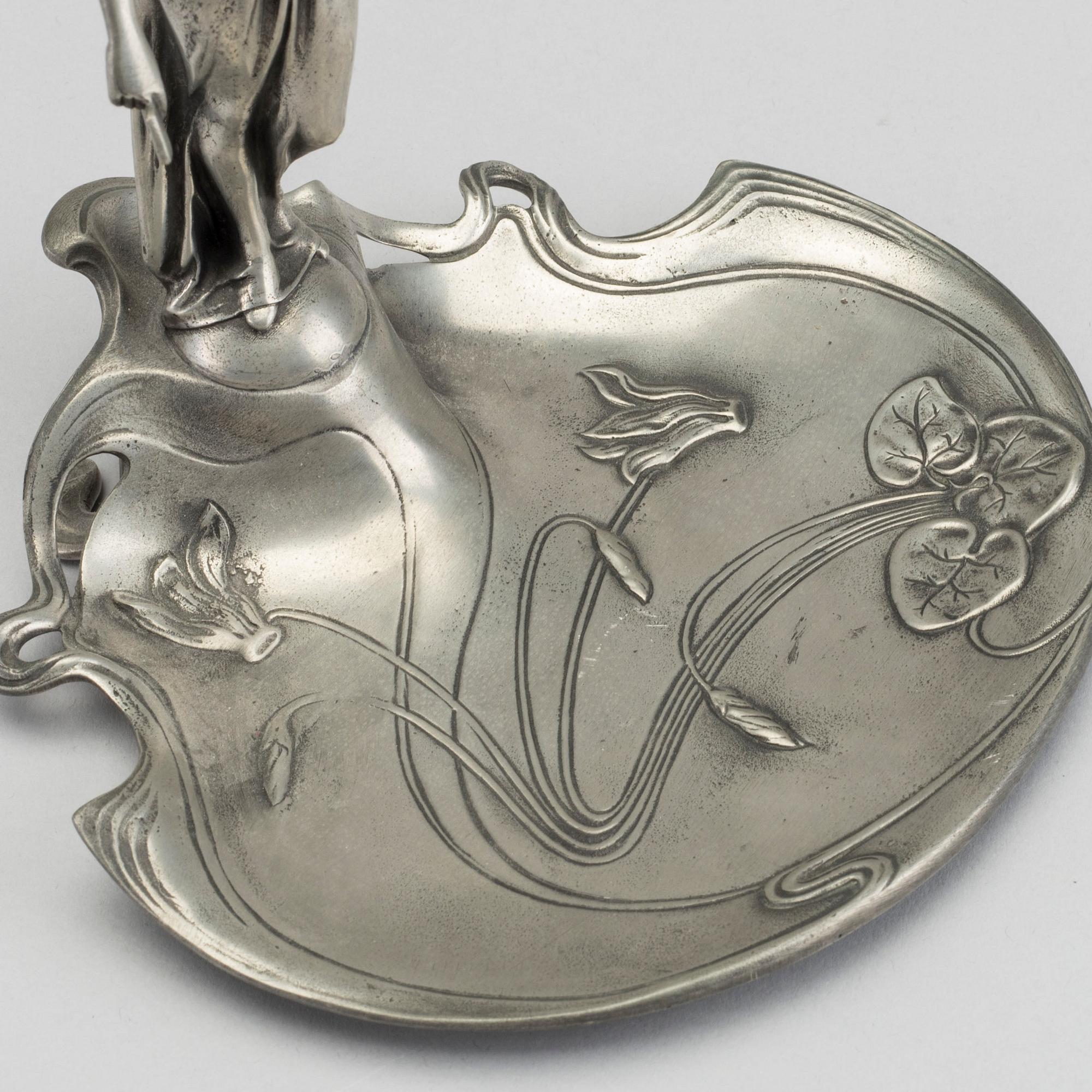 VISITKORTSFAT, tenn, Achille Gamba. jugendstil.