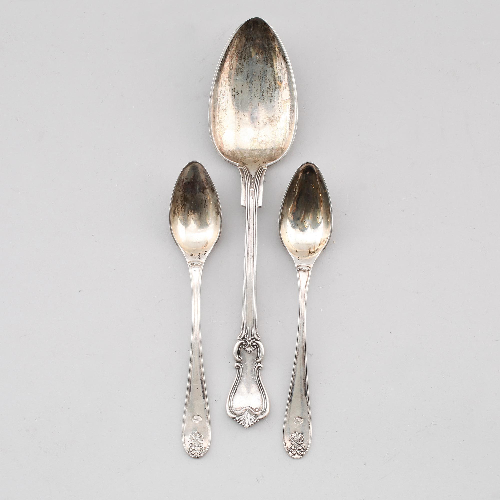 SKEDAR, 3 st, silver, 1800-/1900-tal. Vikt ca 255 g.