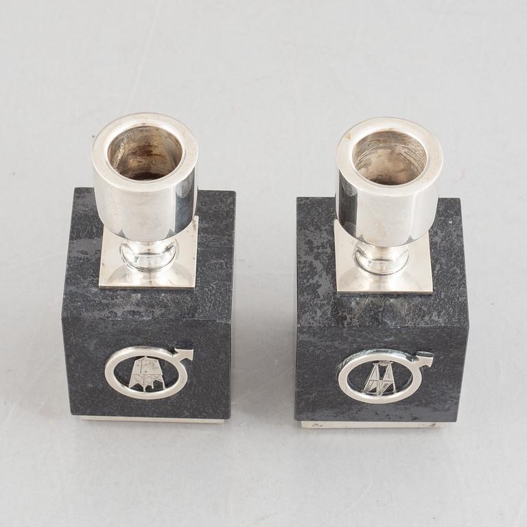 KG Markström's Goldsmiths Ltd, candlesticks, a pair, silver, Uppsala, 1964.