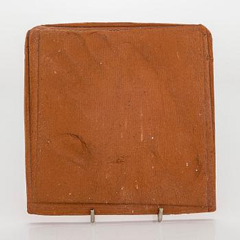 Kyllikki Salmenhaara, a red clay relief, imprint of the artist's hand, unsigned.