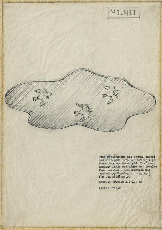 Hans Bergström, plafond, "Molnet", ateljé Lyktan, Åhus, 1940-50-tal.