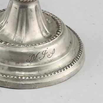 LJUSSTAKE, tenn, gustaviansk, troligen Johan Anjou, Gävle,runt sekelskiftet 1700/1800.