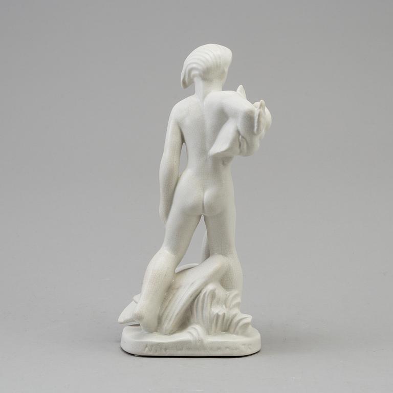 A Nils E. Hansson creamware figure figure, Gefle, Sweden 1936-52.