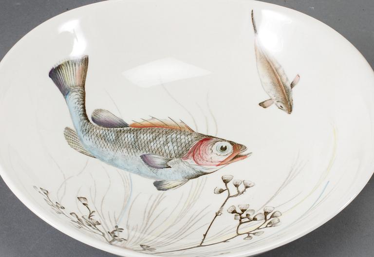 FISKSERVIS, 11 delar, flintgods, "Fish", Johnson Bros, England, 1900-talets andra hälft.