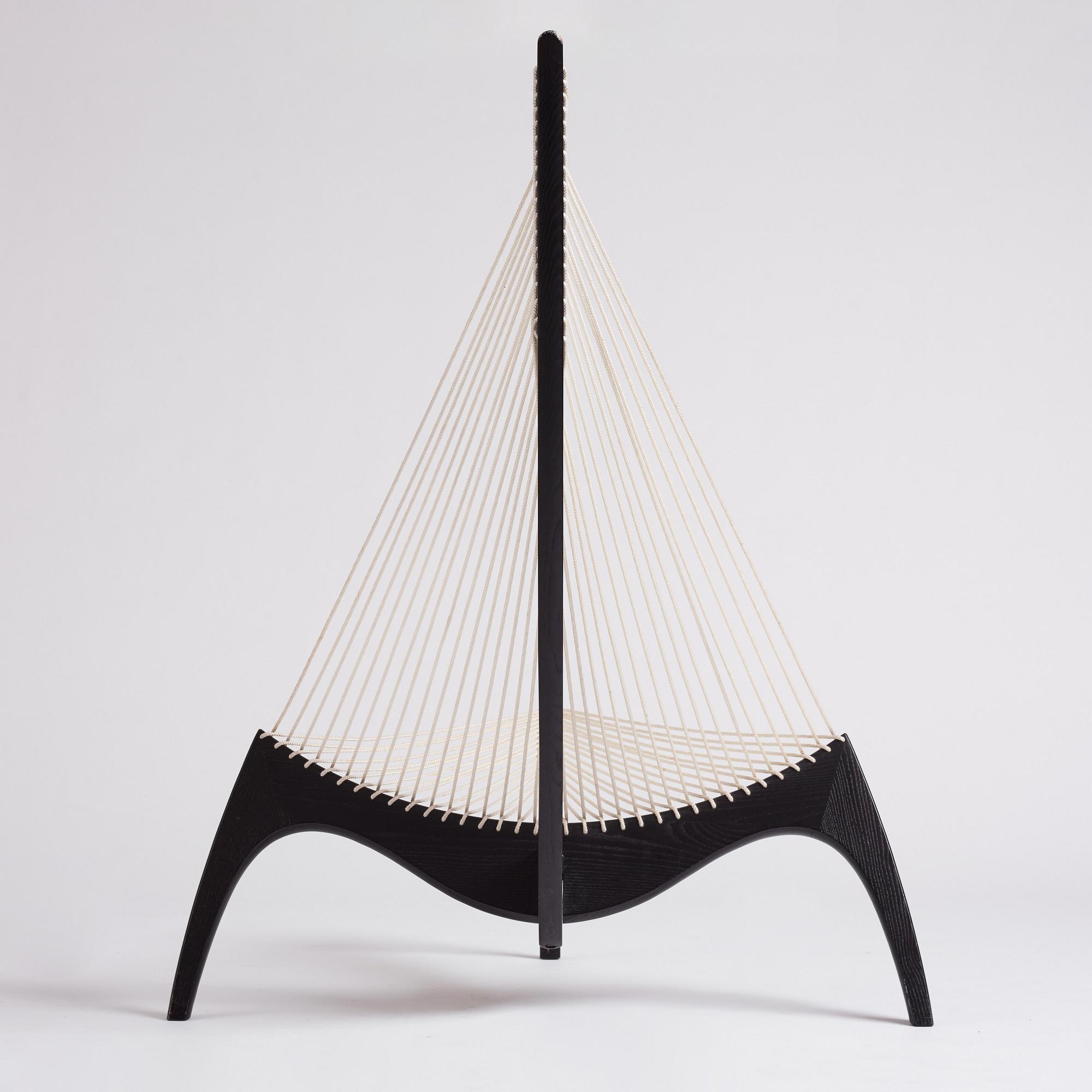 Jørgen Høvelskov, a black lacquered 'Harp' chair, Christensen & Larsen, Copenhagen, Denmark 1970-1980s.