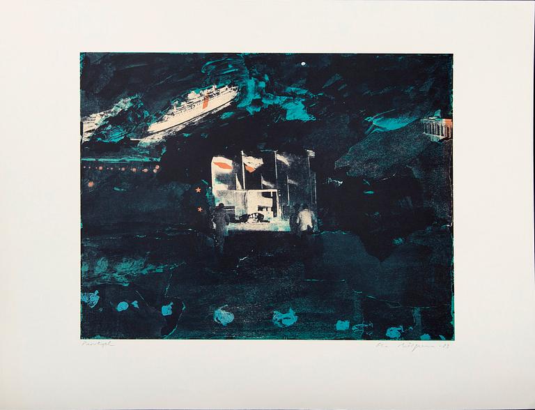 Ola Billgren, color lithograph, signed -83 trail print.