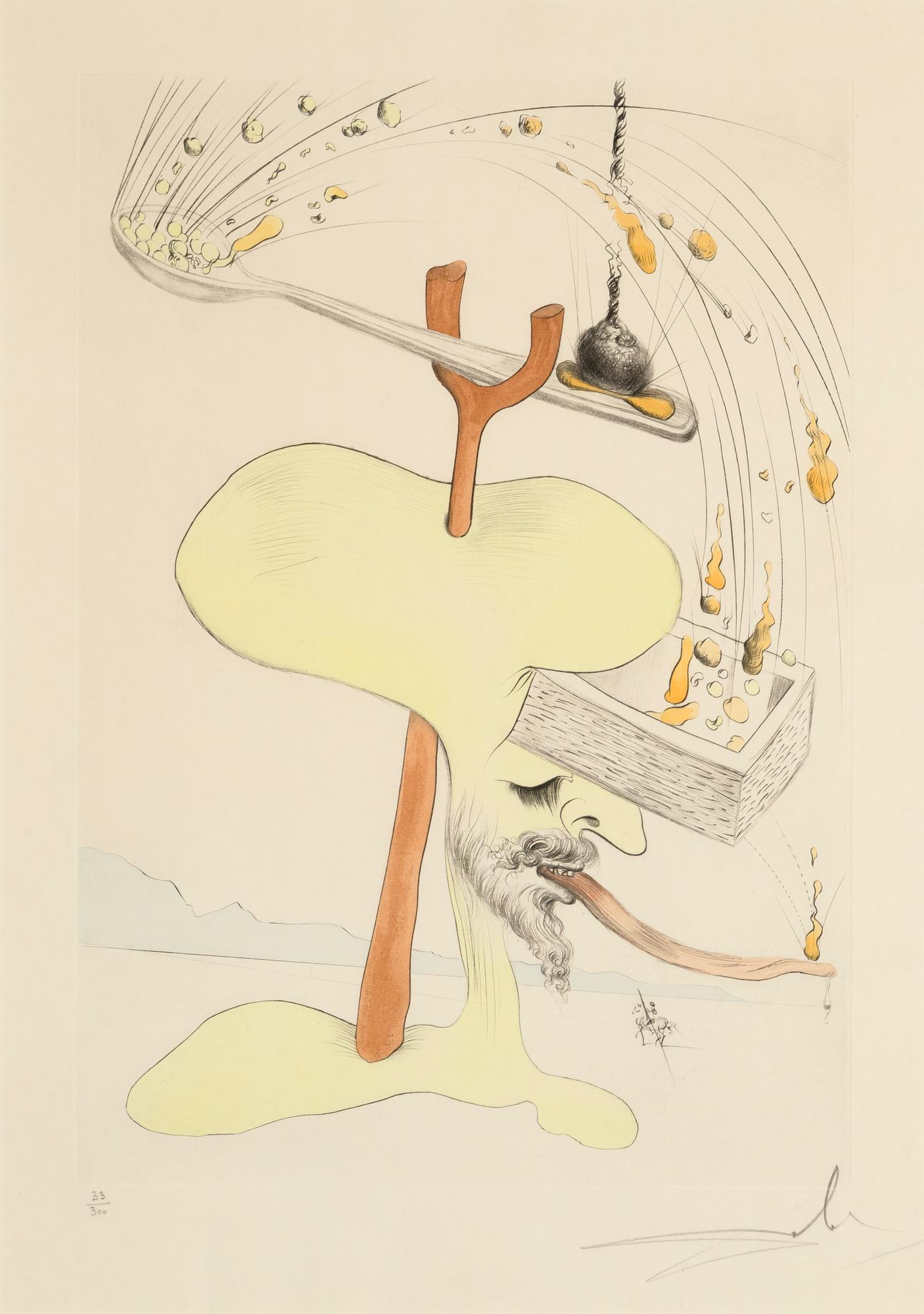 Salvador Dalí, torrnål kolorerad med stencil, 1975, signerad 33/300.