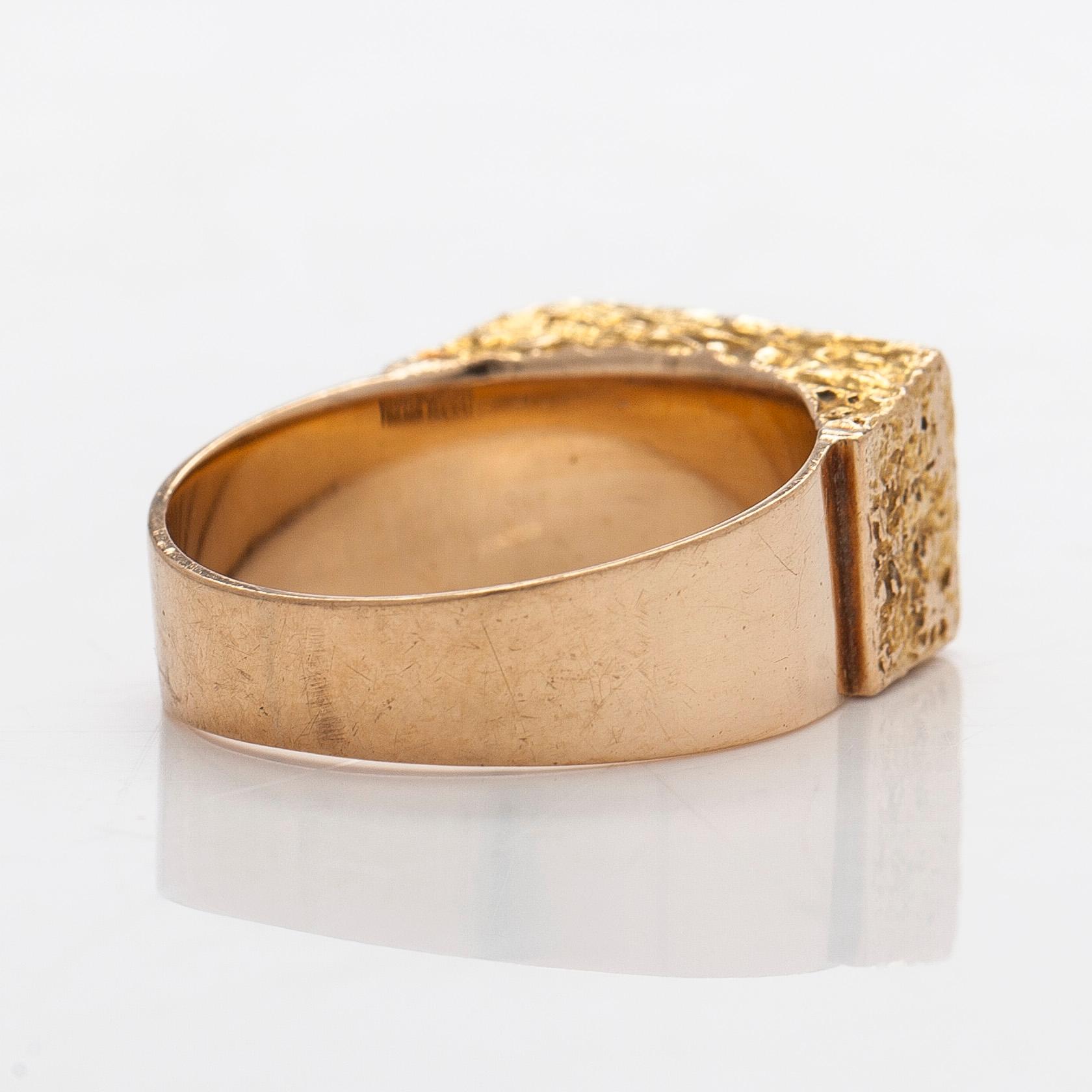 Björn Weckström, a 14K gold and copper ore 'Gold stone' ring. Lapponia 1972.