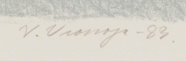 VEIKKO VIONOJA, färglitografi, signerad och daterad -83, konstnärens avdrag.