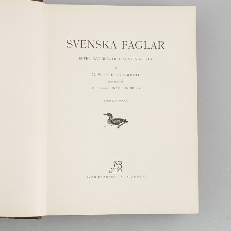 Bröderna von Wright, planschverk samt bok, "Svenska Fåglar", Ivar Baarsens förlag, Stockholm 1924-27.