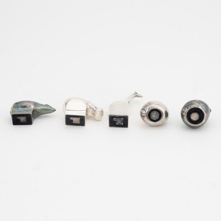 Gunnar Cyrén, with others, five silver plated zinc figurines, Dansk Designs, Japan.