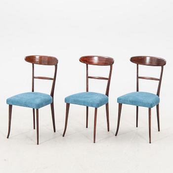 A set of six Italian Mid 1900s walnut chairs.