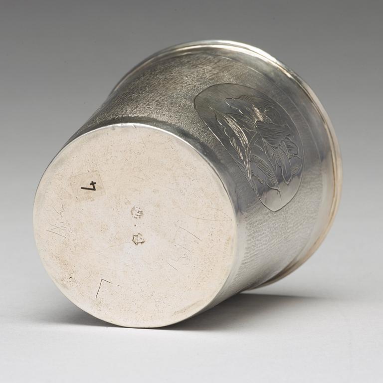 Jöran Hieronymi Bernegau, bägare, silver, Norrköping (verksam 1648-1679). Barock.