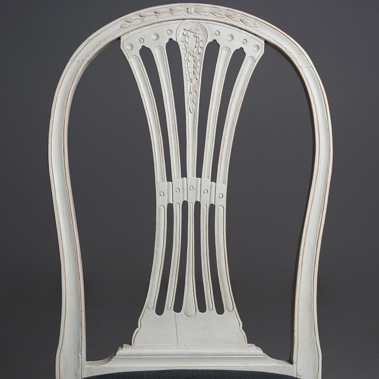 STOLAR, 12 st (6+6), tillskrivna Johan Lindgren, gustavianska, 1700-talets slut.