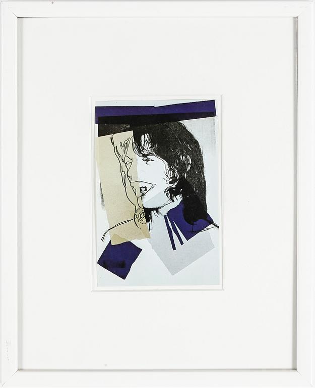 ANDY WARHOL efter, 2 st, färgoffsettryck, ANNOUNCEMENT CARD, Mick Jagger, 1975.