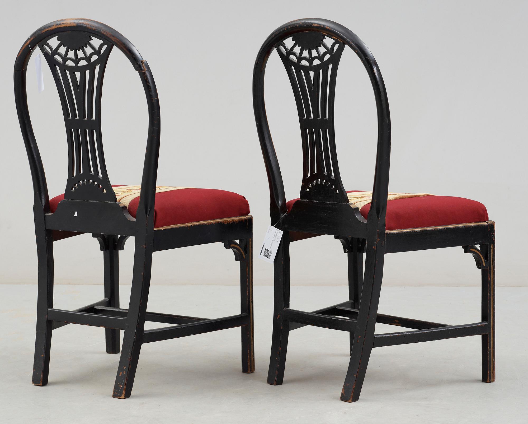 STOLAR, ett par, sengustavianska, 1700/1800-tal.