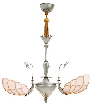 398. A pewter chandelier by unknown artist, Sweden 1920's.