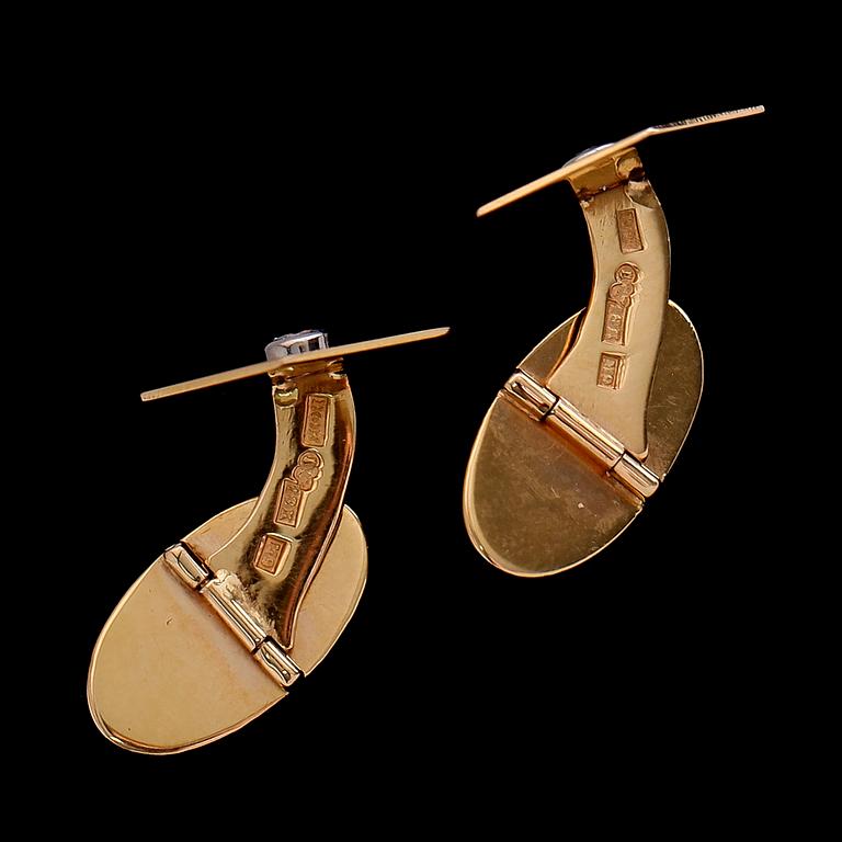 MANSCHETTKNAPPAR, 1 par, 18 k guld, 1962. Total vikt ca 10 gram.