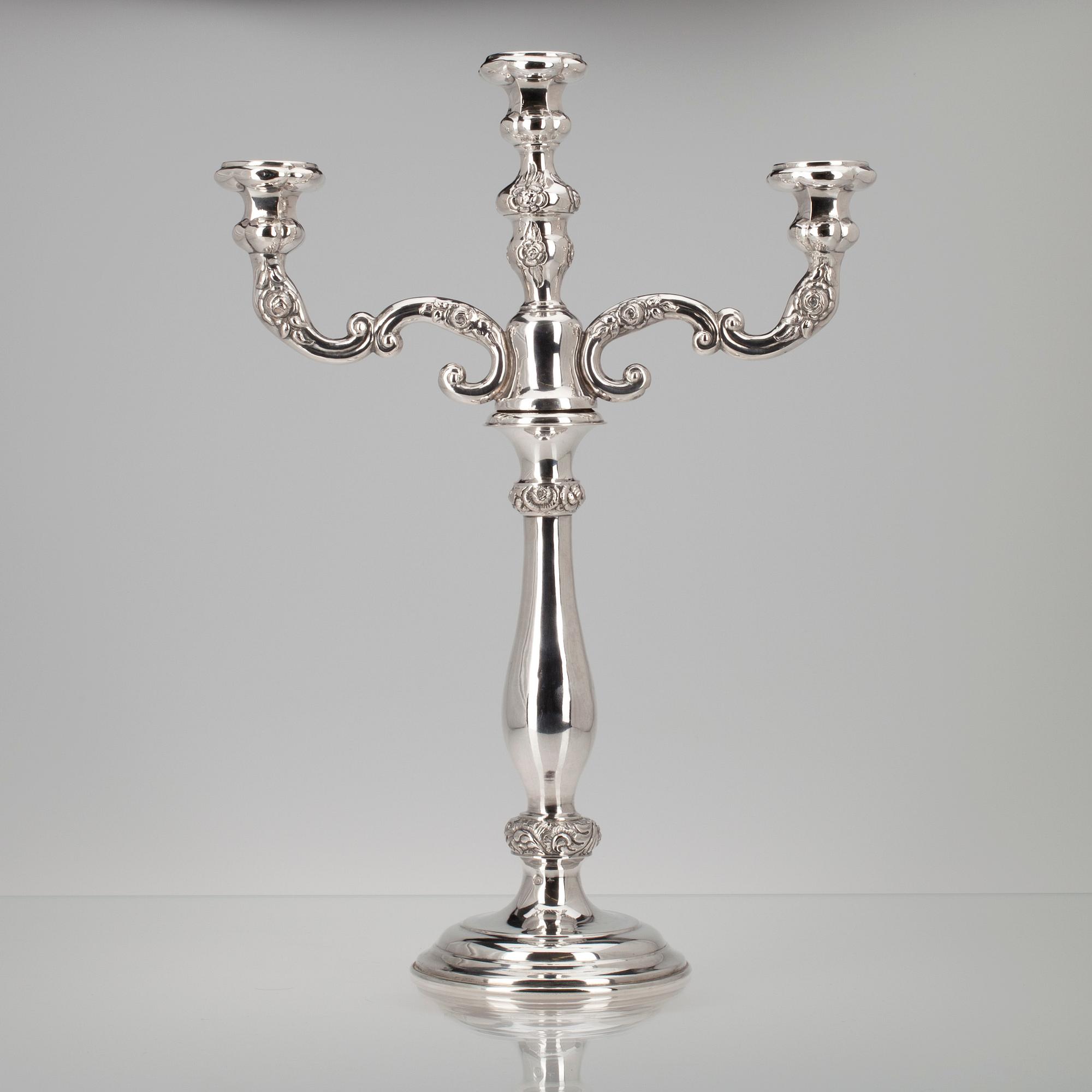 KANDELABER, 13L silver. Österrike-Ungern 1852. Vikt 652 g.