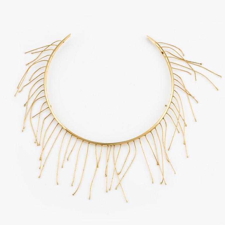 Jil Sander, necklace and earrings, gold-tone metal.