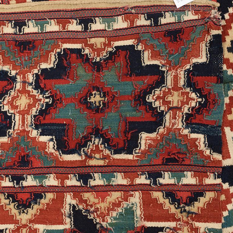 BED COVER. Double-interlocked tapestry. 198 x 109,5 cm. Scania, Sweden, around 1800. Probably Ingelstads district.