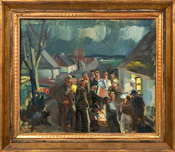 Gerhard Wihlborg, Kåseberga, town scene with people.