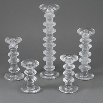 LJUSSTAKAR, 5 st, "Festivo", Timo Sarpaneva, Iittala, 1900-talets andra hälft.
