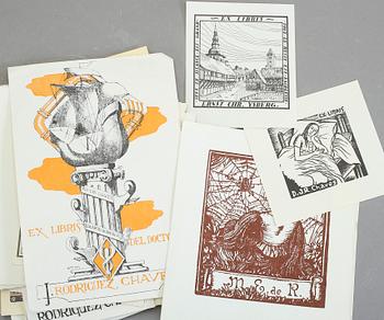 SAMLING BOKEXLIBRIS, ca 110 st, mest Sverige, bla Kung Oscar II, 1800-1900-tal.