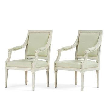 52. A pair of Gustavian open-back armchairs, late 18th century.