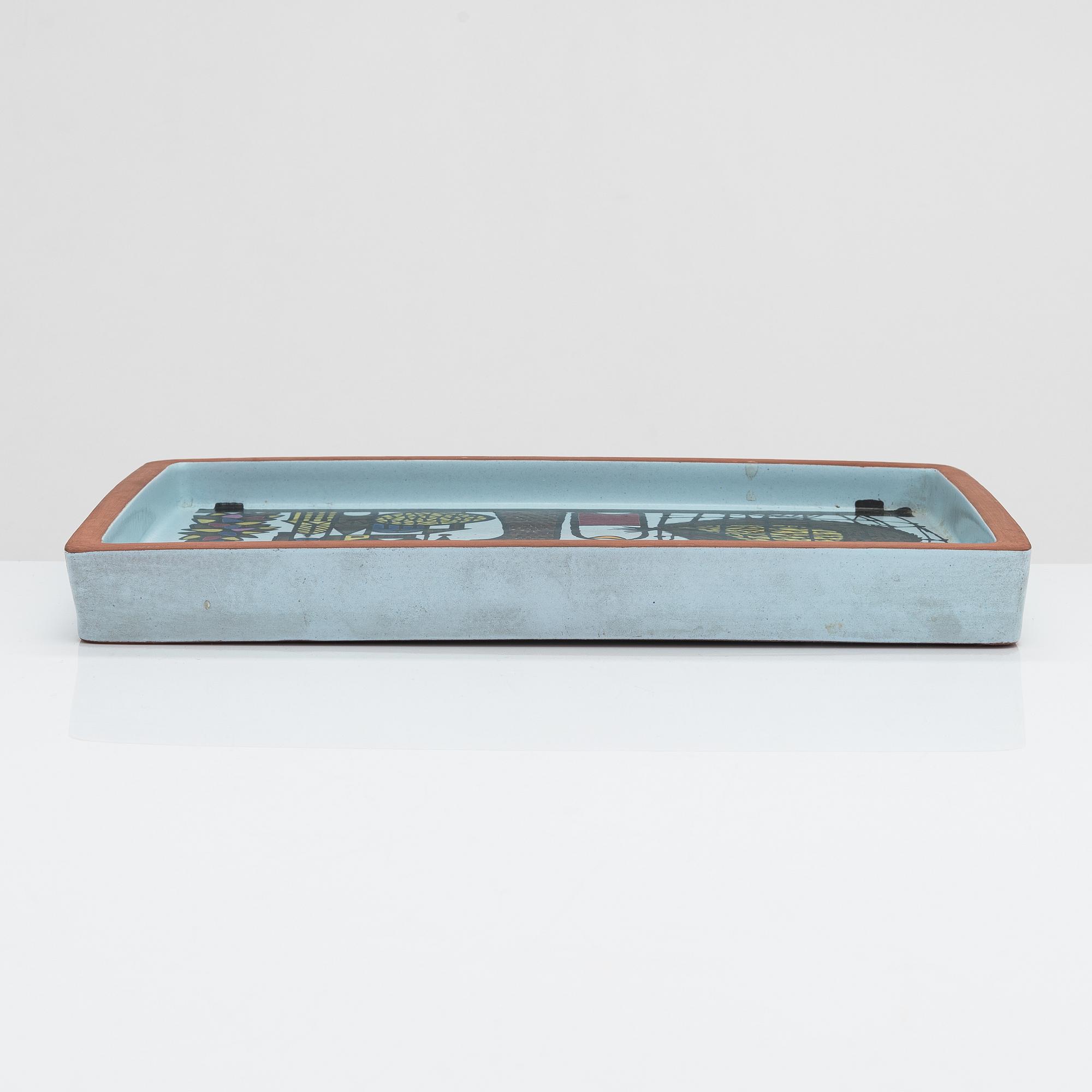 A faience dish 'Karneval' by Stig Lindberg, Gustavsberg, Sweden.