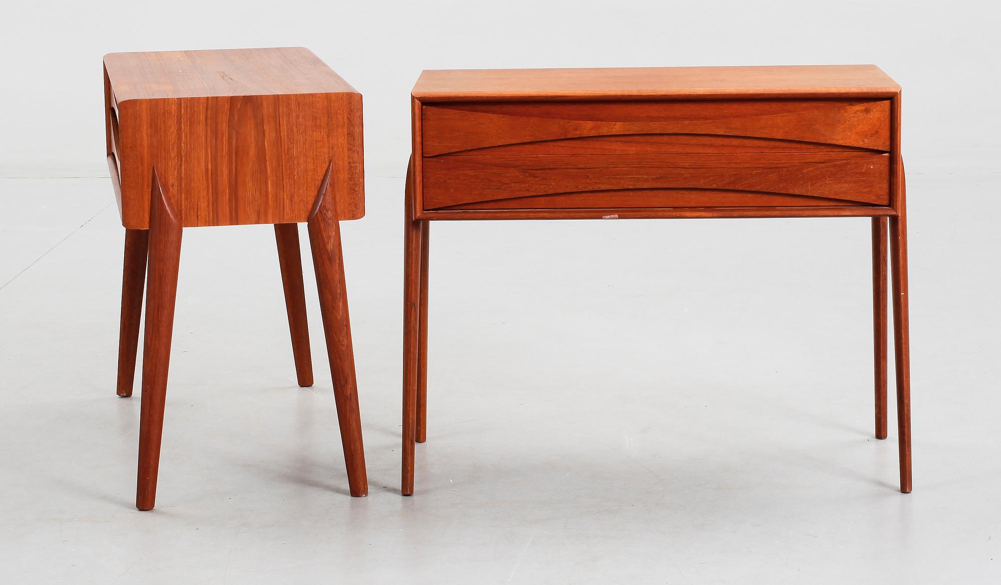 SÄNGBORD, ett par, teak AB Glas & Trä. 1950-60-tal.