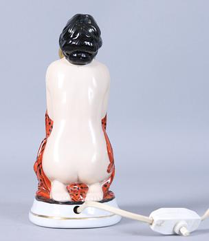 OLJELAMPA, porslin, art deco, 1900-talets första kvartal.