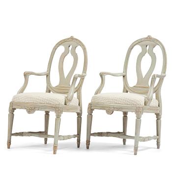 65. A pair of Gustavian open armchairs, Stockholm, late 18th century.