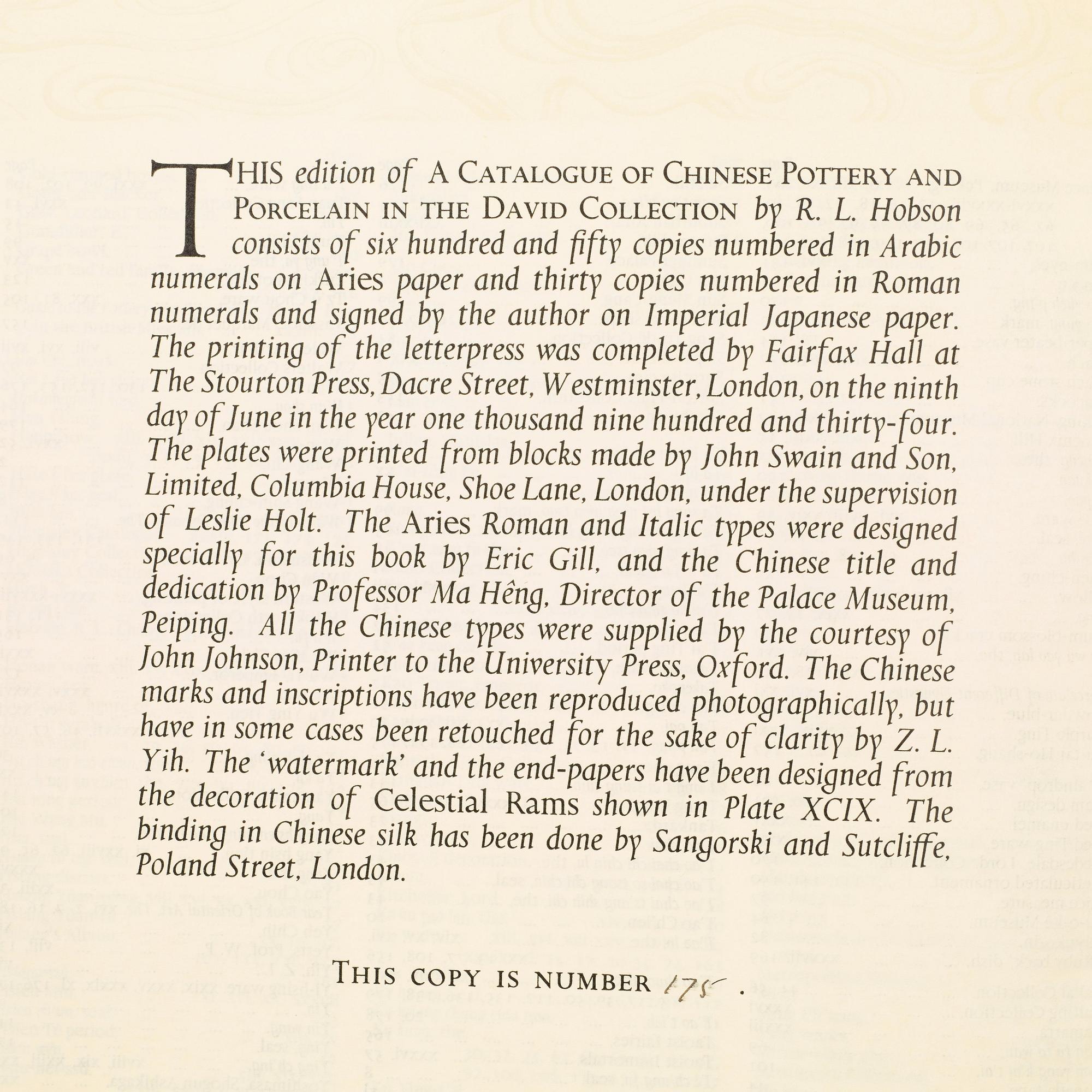 BOK, R.L Hobson, "A catalogue of chinese pottery and porcelain in the Collection of Sir Percival David", 1934.