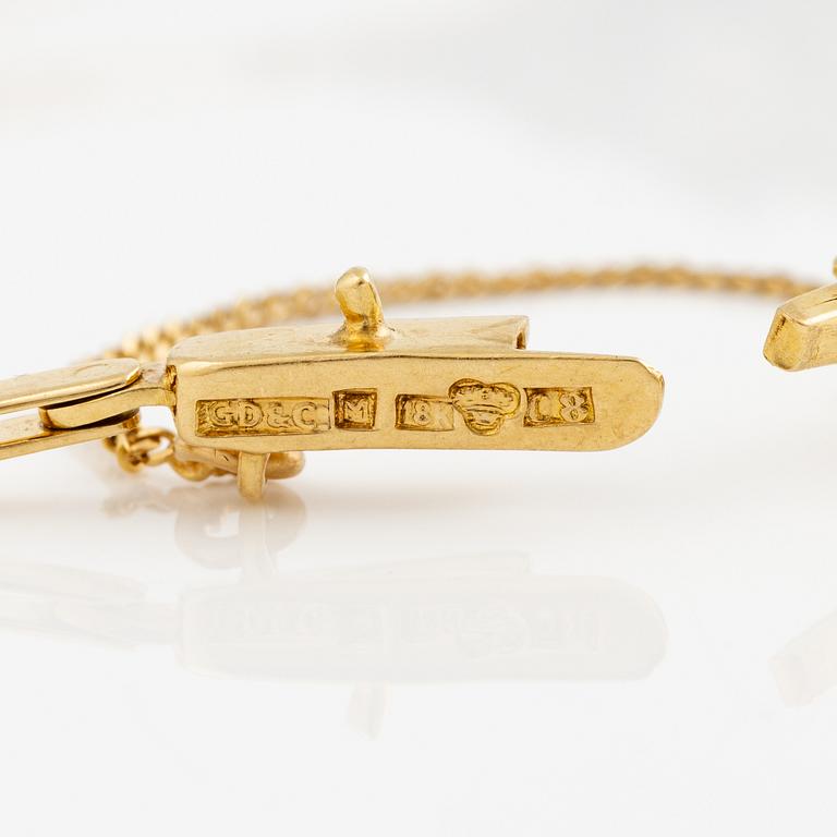 Armband 18K guld och silver med grön turmalin och rosenslipade diamanter.