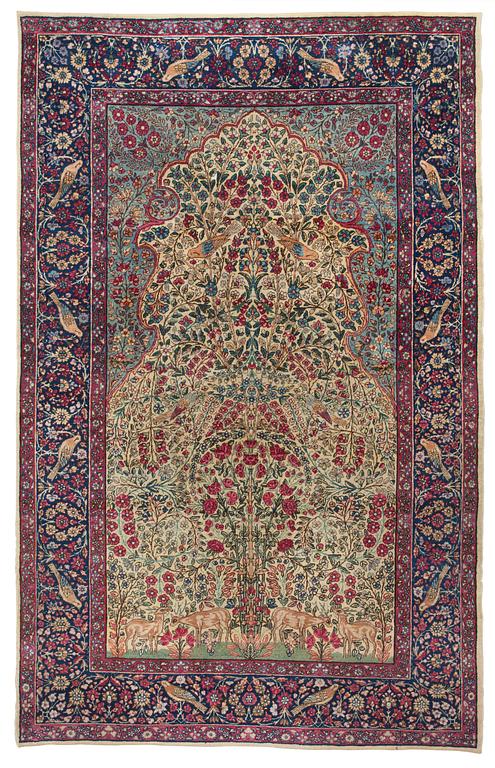 RUG. Semi-antique Kerman Figural. 225 x 141 cm.