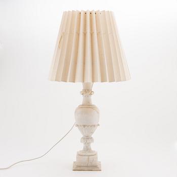 A marble table lamp, 20th Century.