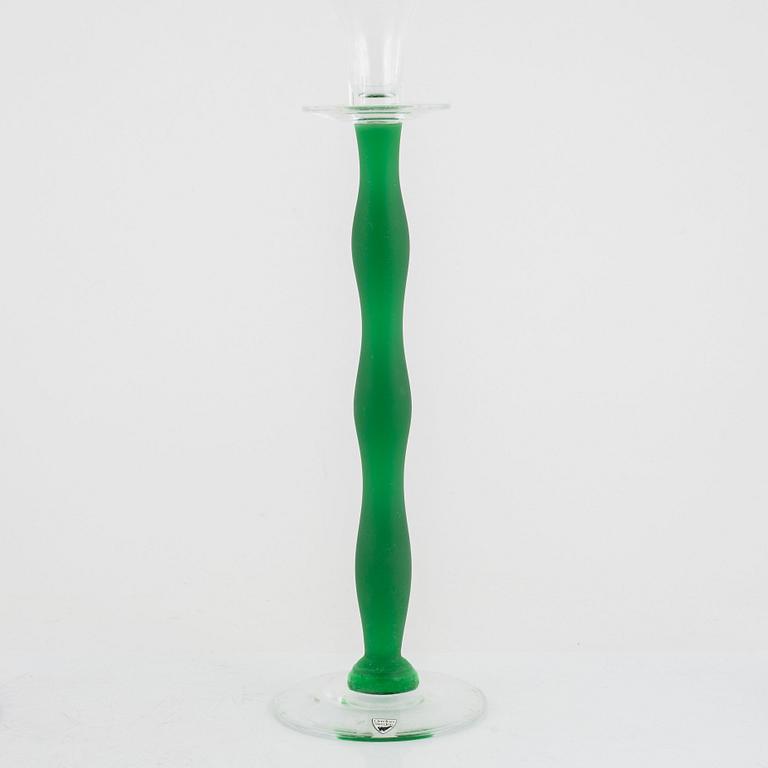 Anne Nilsson, candlesticks, 3 pcs, glass, "Celeste", Orrefors.