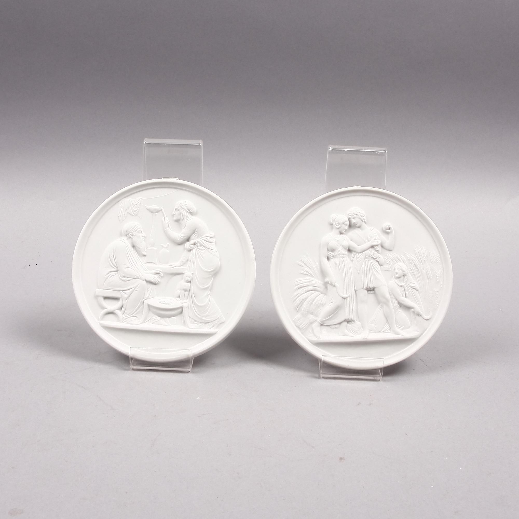 VÄGGRELIEFER, 4 st, parian, Bing & Gröndahl.