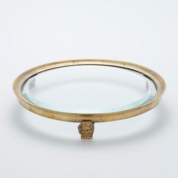 BRICKA, brons samt glas, möjligen Frankrike 1800-talets slut.